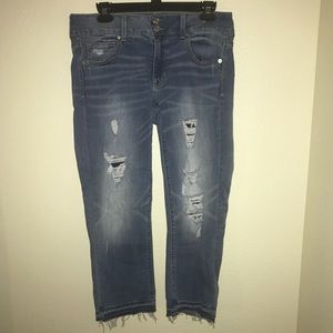American Eagle Artist Crop Jeans Sz 10 Distressed